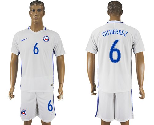 Chile #6 Gutierrez Away Soccer Country Jersey